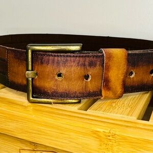 Handmade Vintage full grain Leather Belt with brass buckle